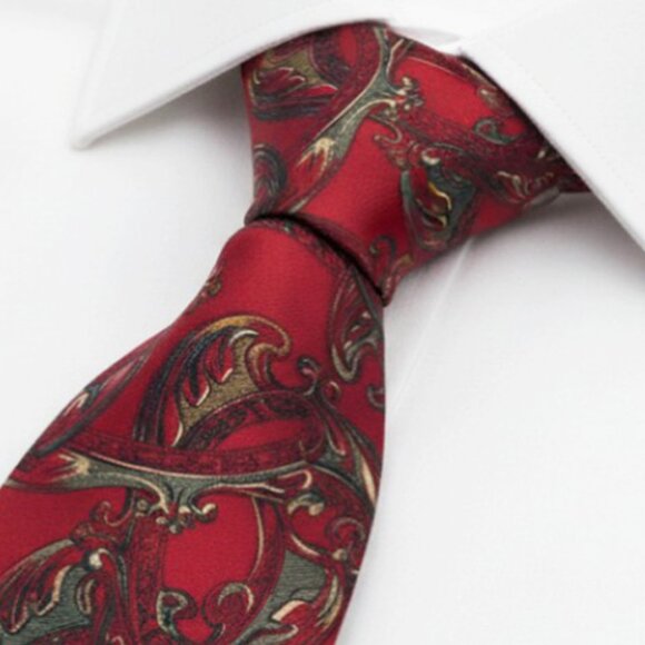 Christian Dior Silk Tie Red Burgundy Paisley Vintage - Picture 1 of 8